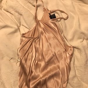 Olivaceous pink satin bodysuit